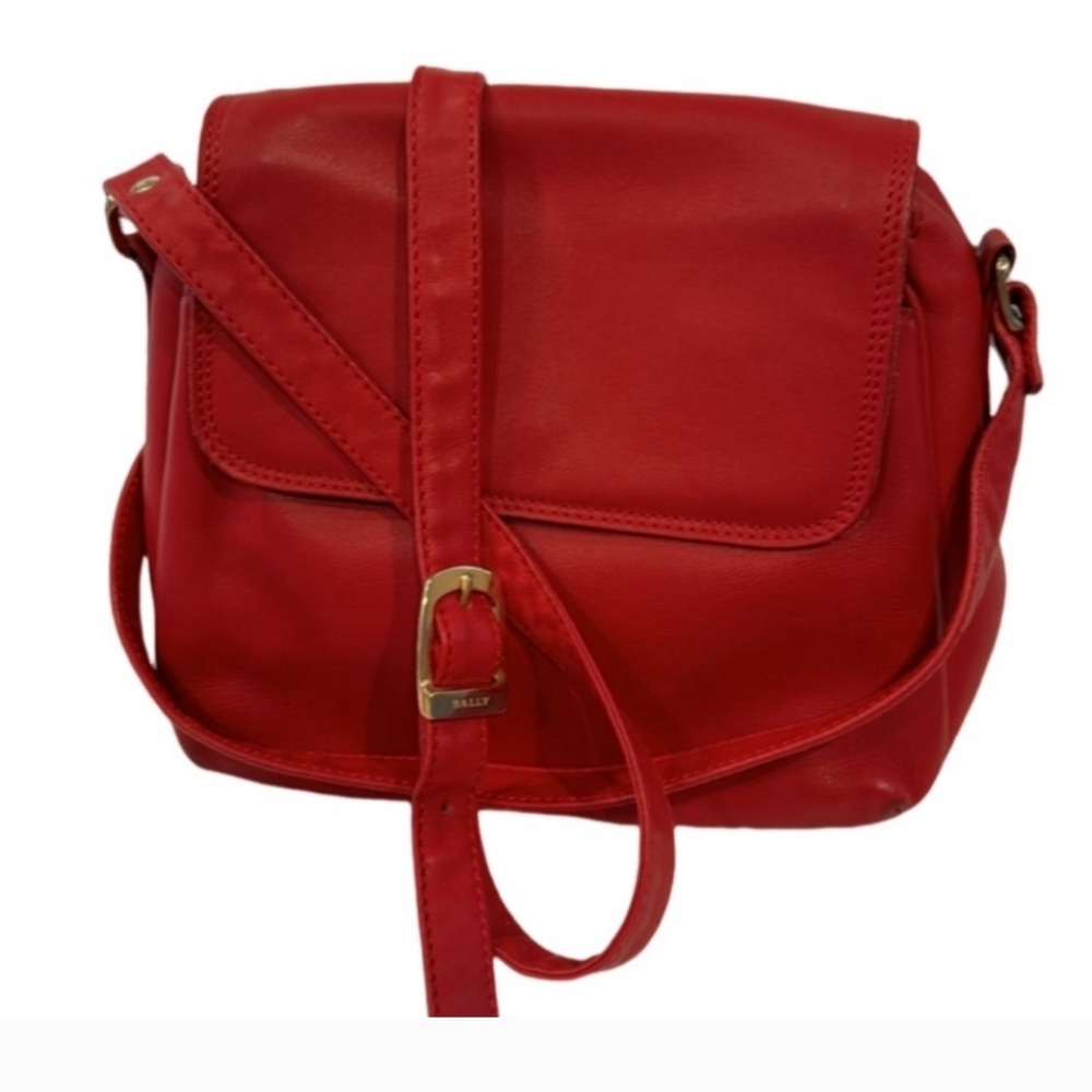Bally Vintage Leather Crossbody Red